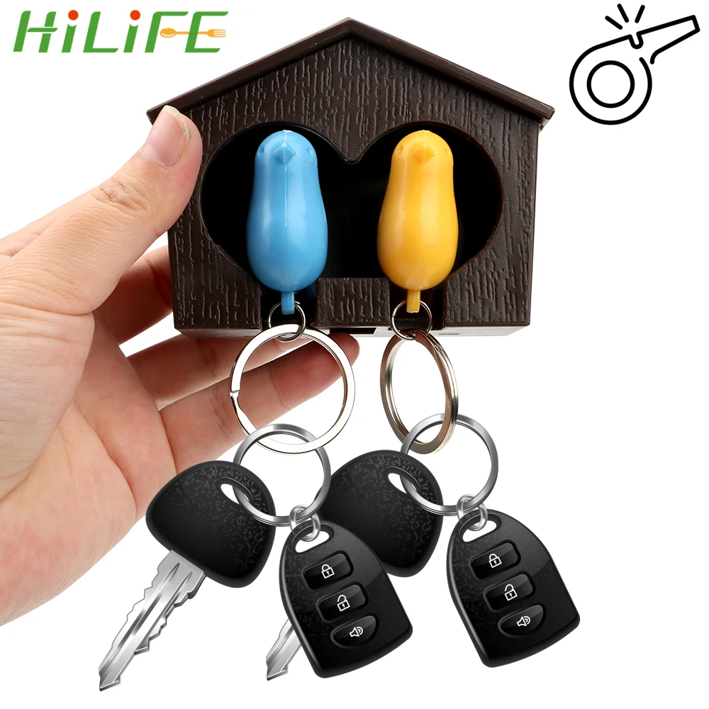 HILIFE Bird Whistle Storage Rack Wall Mounted Key Organizer Double Nest Sparrow House Couple Keychain Keyholder Hanger | Дом и сад