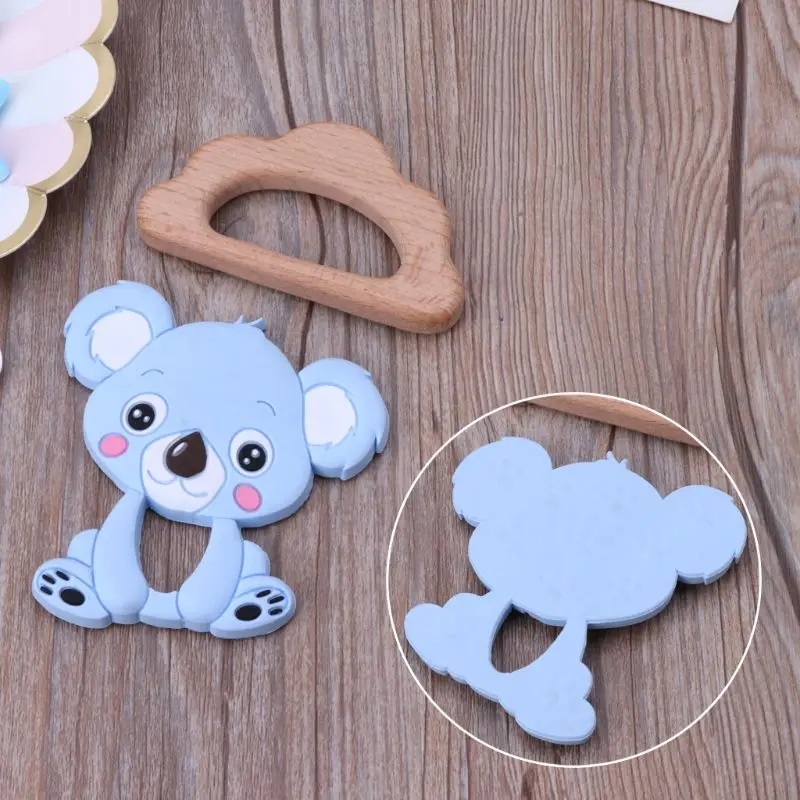 DIY Детский прорезыватель, игрушка для кормления, ожерелье, силиконовый браслет, силиконовые бусы для прорезывания зубов, кольцо, деревянная соска, зажим