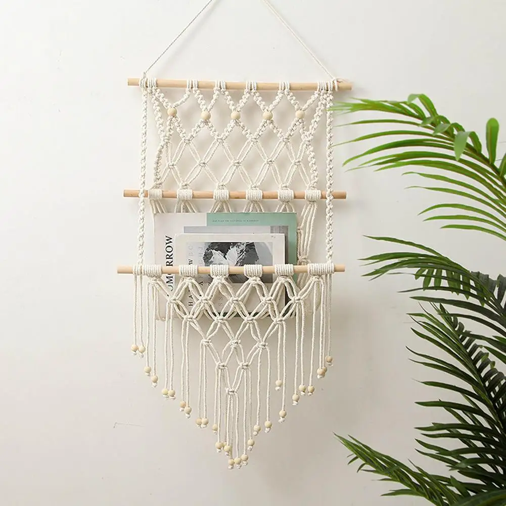 

Macrame Wall Hanging Tapestry BohoHolder Cotton Handwoven Tapestry Shelf Planter Holder For Bedroom Wall Home Decor
