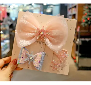 

Cross-border European and American children's headdress princess hairpin bow baby edge clip crown hair accessories set gift box