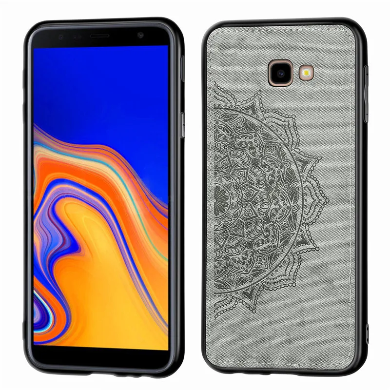 Магнитный чехол для телефона samsung galaxy j4 plus тканевый силиконовый 3d с цветочным