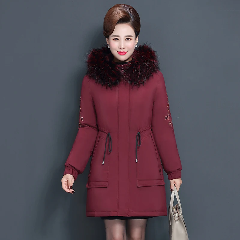 Для женщин осень и зима, Новое поступление, хлопковая XL-5XL старых и пальто для девочки; зимняя куртка хлопчатобумажное пальто утолщенный с длинным разрезом теплое хлопчатобумажное пальто - Цвет: 2
