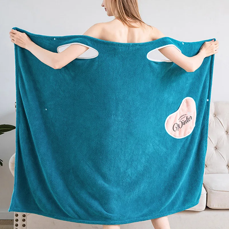 

Wearable Bath Towel Super Absorbent Towel Bath Coral Fleece Bathrobe Pajamas Women Soft Sling Thick Quick Dry Bath Skirt