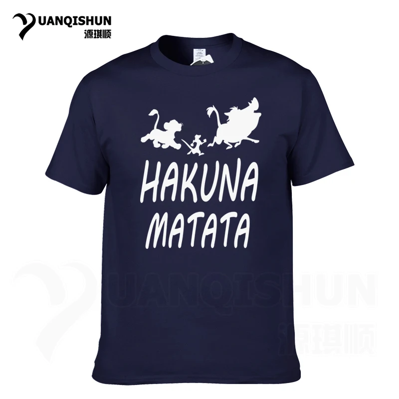 Navy blue 4 YUANQISHUN Лев футболка King Акуна Матата с принтом короткий рукав Для мужчин футболка Повседневное забавные аниме Симба Пумба Тимон футболка - Цвет: Navy blue 4