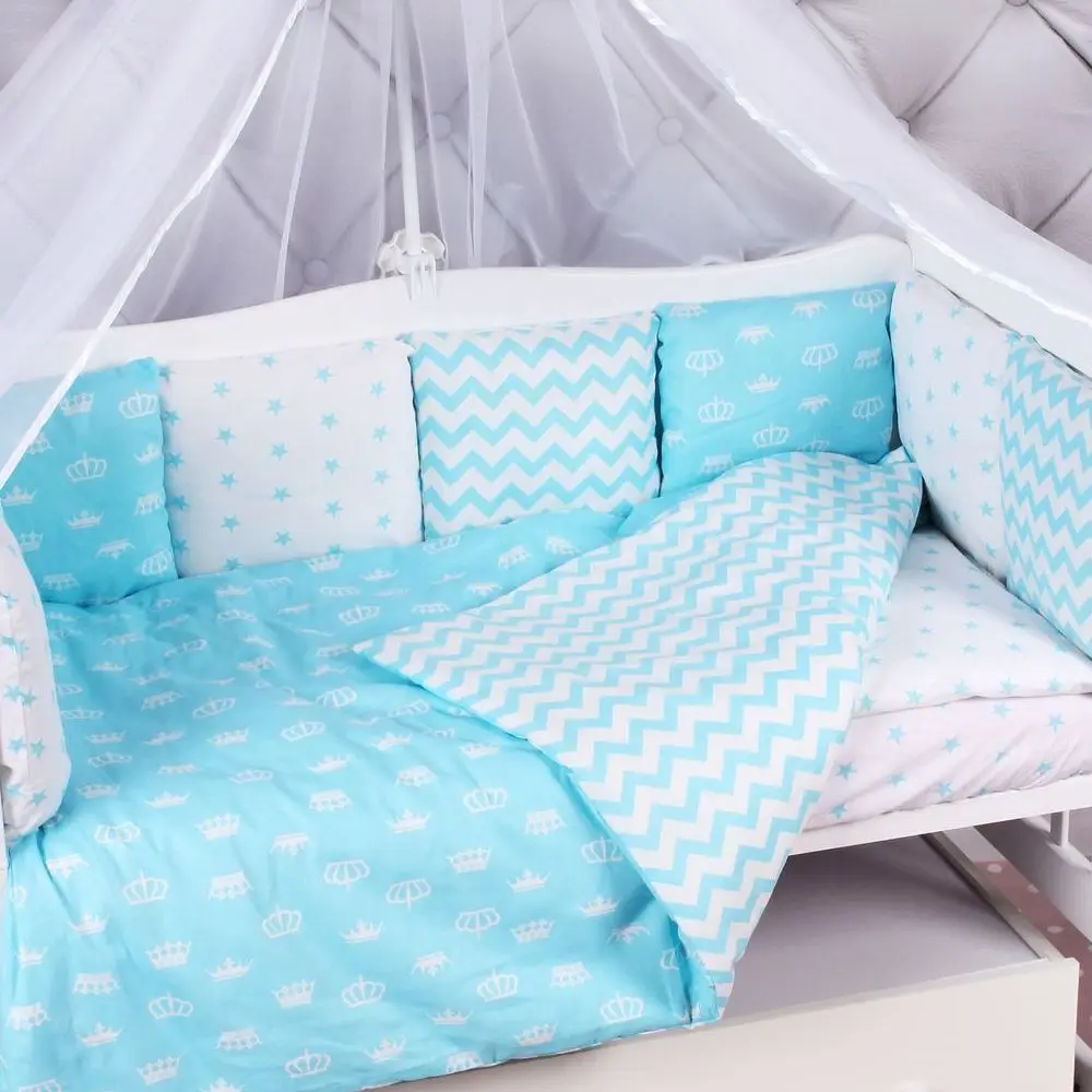Bedding Sets AmaroBaby KP18-AK-R Home Textile Bed sheets linen Cushion Covers Duvet Cover Рillowcase baby bumpers sets for children ABX7-3018-RB Cotton Sky Blue Woven