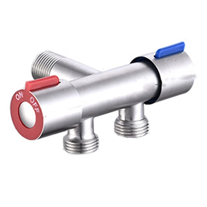 

Stainless Steel Double Outlet Triangle Valve Faucet G1/2 Thread Angle Valve Filler Diverter Bathtub Valve Washing Machine Faucet