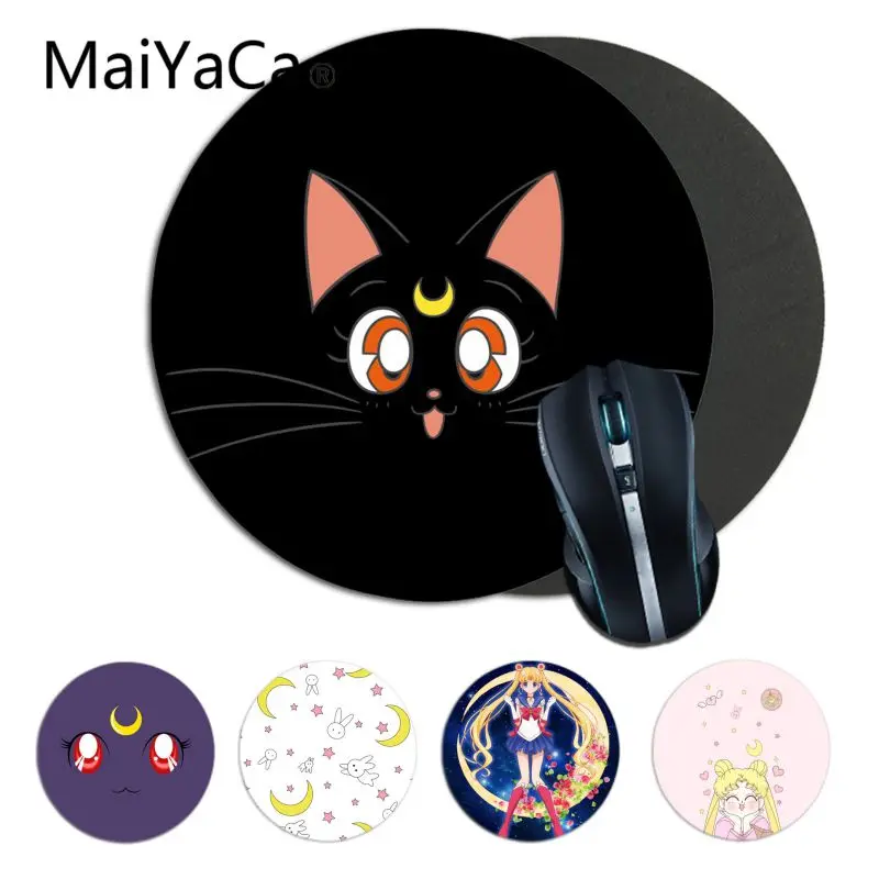 

Maiyaca Boy Gift Pad sailor moon cat DIY Design Game Round Mousepad gaming Mouse pad Rug For PC Laptop Notebook gamer desk pad