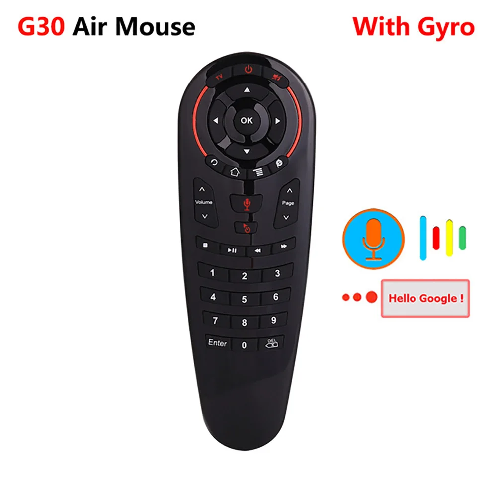 

G30 2.4G Gyroscope Wireless Air Mouse 33 Keys IR Learning Smart Voice Remote Control for X96 mini H96 MAX Android Box vs G10 G20