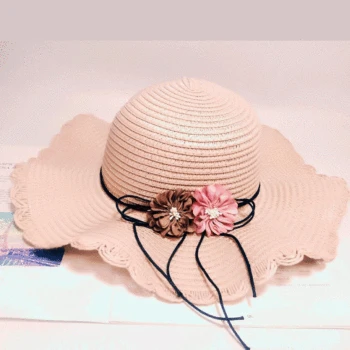 

New Style Spring Summer Sun-resistant Sun Hat Women's Flower Large Brimmed Straw Hat Korean-style Beach Hat Anti-UV Hat
