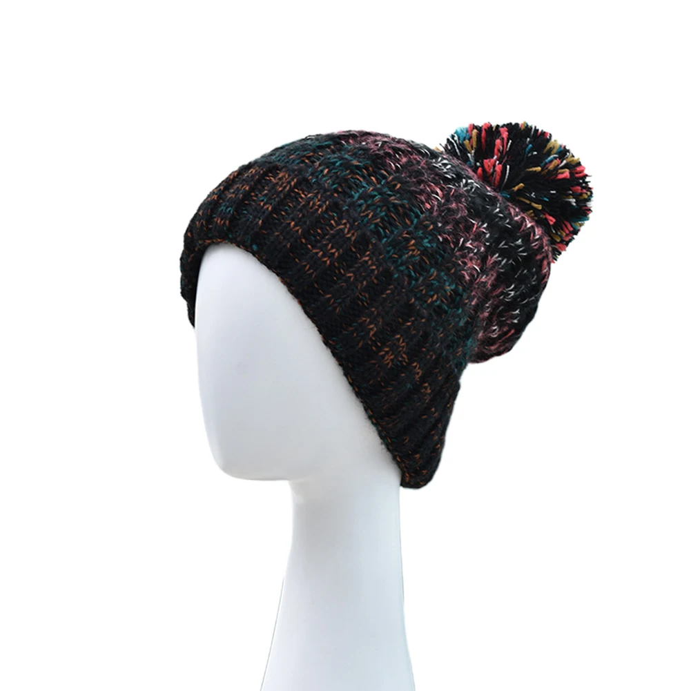 Черный Украшения, утолщенные, уличные, смешанные цвета, на осень и зиму, для женщин, вязаные, теплые, с помпоном, для снега, повседневные, для улицы, мягкие, для взрослых - Цвет: Черный