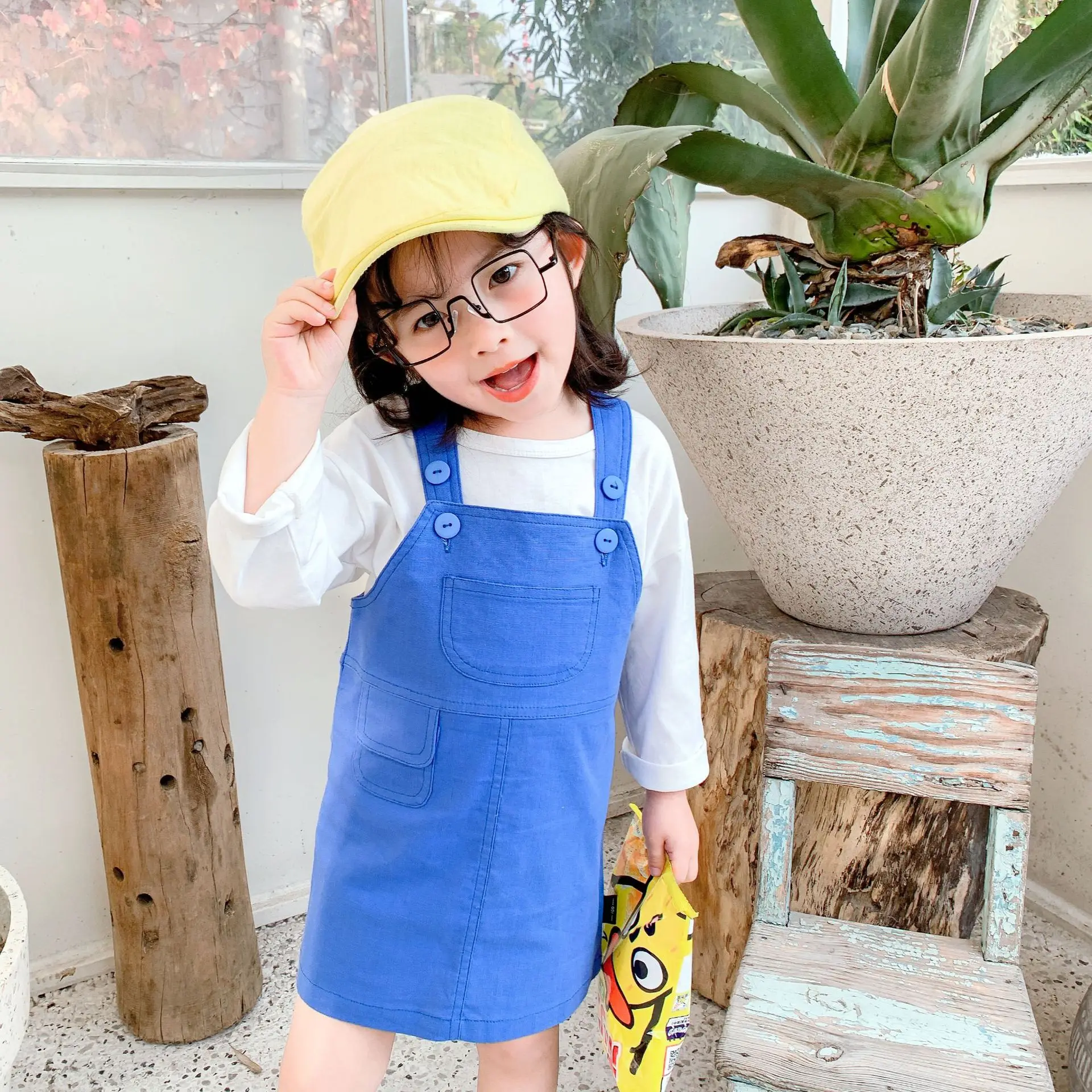 Baby girls solid color casual overalls dress 2020 Spring kids cute all-match suspender dresses 1-6Y | Детская одежда и обувь