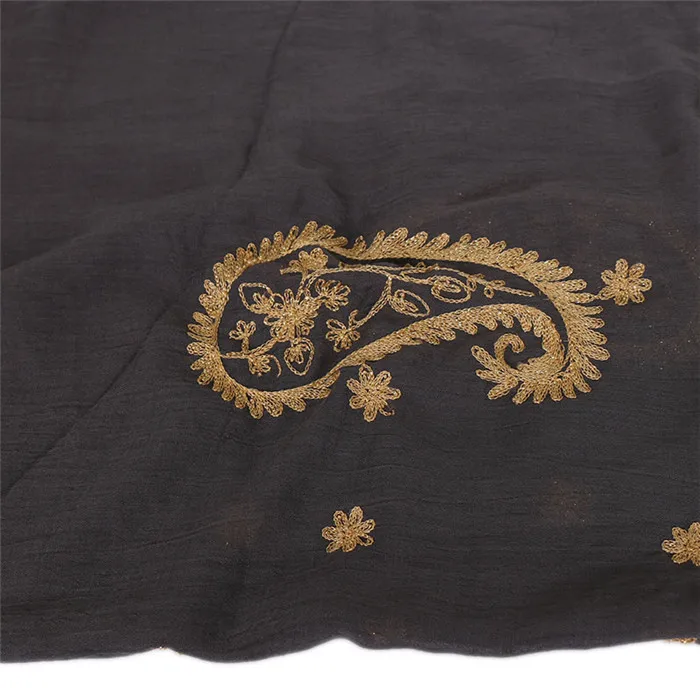 Большие размеры хиджабы мусульманская вышивка женские шарфы шейный платок шали из фуляра