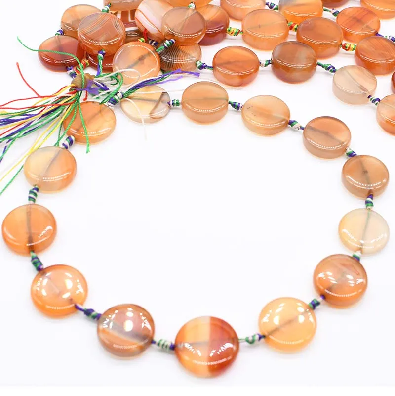 2strands/lot   23 mm Natural dark orange glossy round agate For DIY Necklace Jewelry Making Loose 15