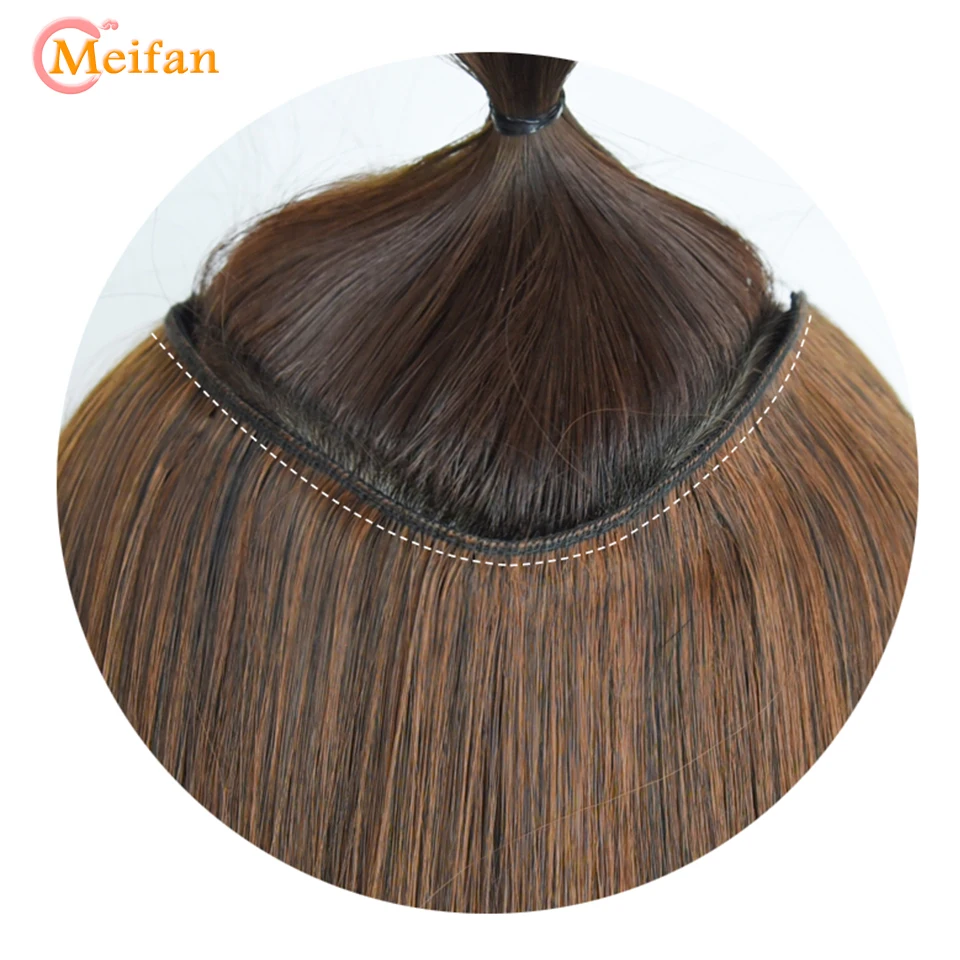 MEIFAN 합성 긴 스트레이트 코스프레 헤어피스 클립, 헤어 익스텐션, 옴브레 핑크, U 자형 할로윈 자연스러운 가짜 헤어 피스