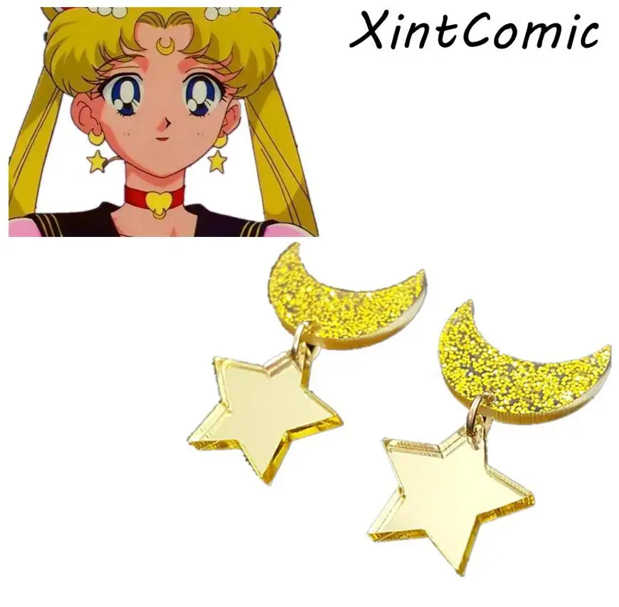 1 пара аниме Сейлор Мун косплей реквизит Kawaii Star Moon Space серьги клипсы | Тематическая