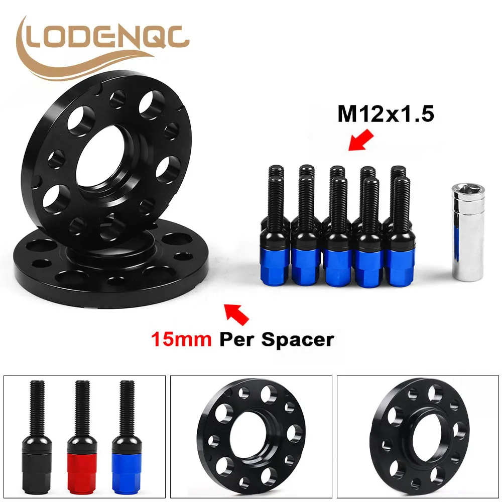 

Lodenqc 15mm 5x112mm 66.6mm Hub Centric Bore Wheel Spacers M12x1.5 Tapered Bolts For Mercedes Benz W/Ball Bolts