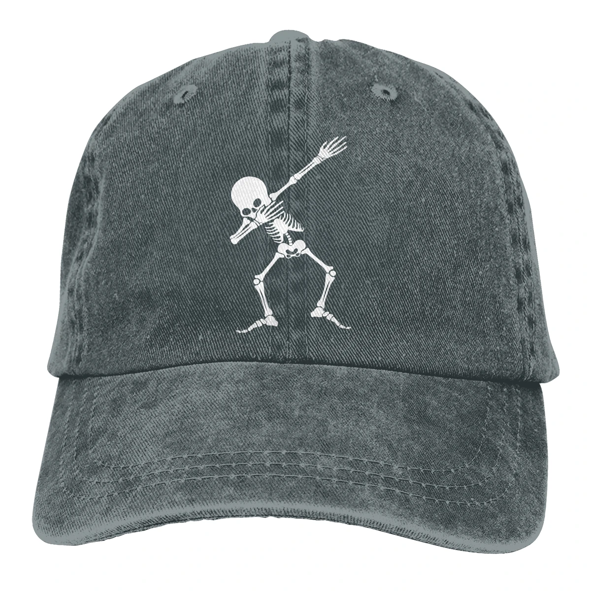 Начесывание Скелет Череп Casquette черный унисекс Мужские Женские джинсовые бейсболка с ремешком кепки Регулируемый Гольф папа шляпа