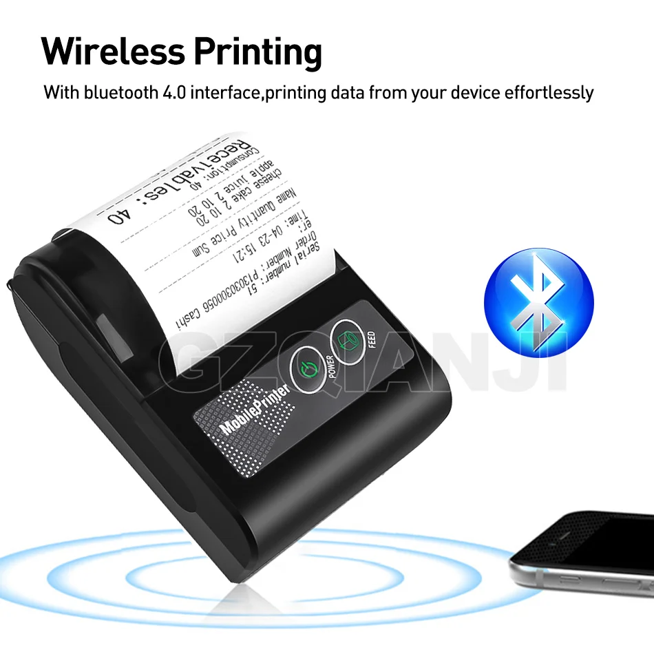 Мини Bluetooth принтер GZM5816 58 мм беспроводной термопринтер портативный USB для