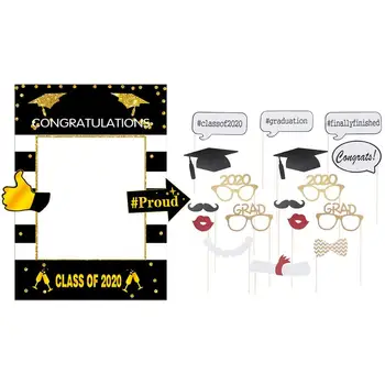 

2020 Graduation Photo Frame Glasses Photo Props Set Party Paper Picture Selfie Frame DIY Photo Booth Props Party Supplies
