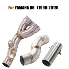 Средняя выхлопная труба мотоцикла для YZF R6 средняя труба R6 Соединительная труба из нержавеющей стали выхлопная труба средняя труба подходит для 1998- лет