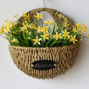 

Hand-woven Flower Basket Wang Hanging Multi-functional Storage Decorative Flower Basket Craft