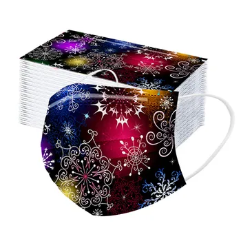 

80PC Mask Disposable Non Woven 3 Layer Ply Filter Mask Children's Christmas Print Mask Breathable Earloops Mouth Cover masque