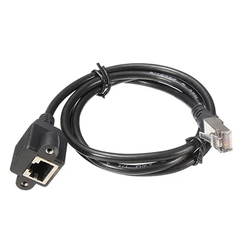 

1m RJ45 Male to Female Screw Panel Mount Ethernet LAN Network Extension Cable Black