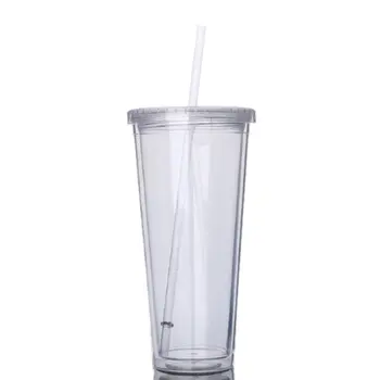 

Double-layer plastic anti-scalding hand straw cup Premium Grade Acrylic Double Walled Dishwasher Safe Versatile
