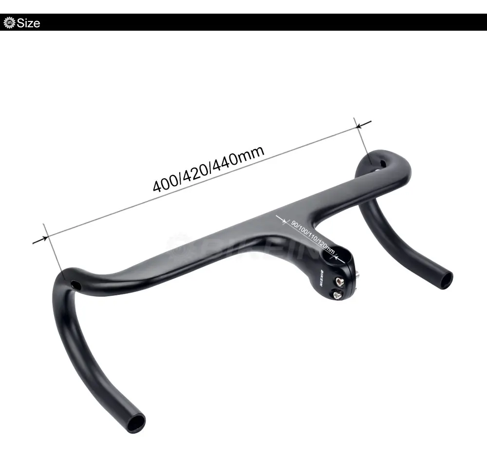 BIKEIN Lite UD Carbon Racefiets гейнтегреерд Stuur Ultralight Fietsen Fiets Drop Bar Met Stuurpen 28,6 мм матовый черный 315 г Onder