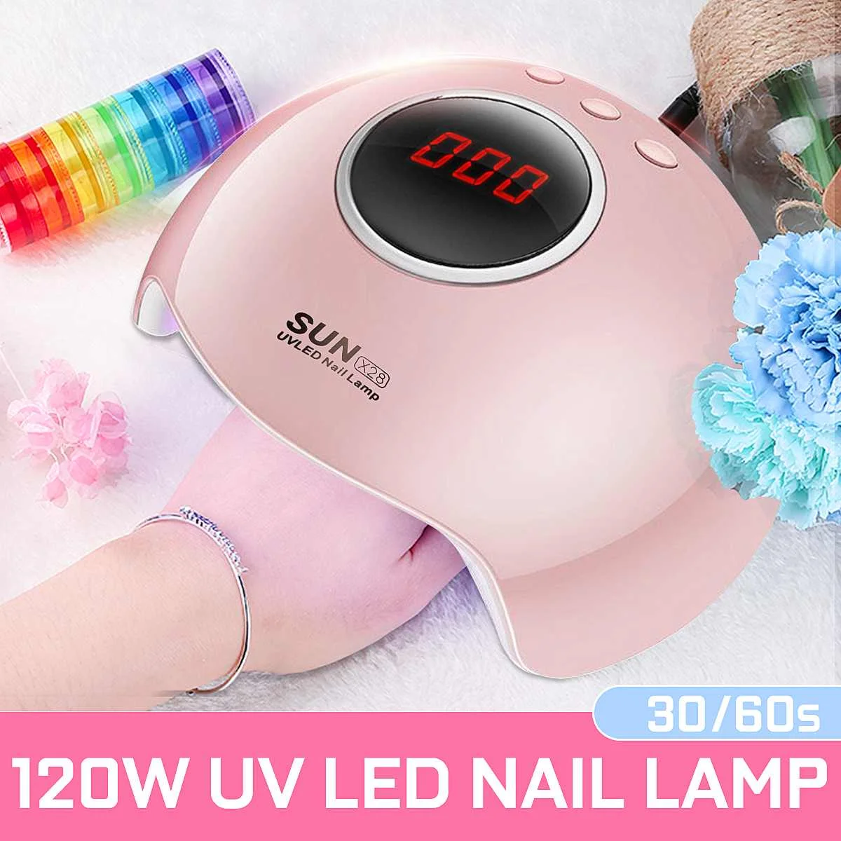 200W pink 36/120/200/300 Вт Сушилка для ногтей быстро Скорость гель светильник лампы для ногтей Светодиодный УФ-лампы для всех видов гель для ногтей инструмент для ухода за буфера для шлифовки - Цвет: 200W pink