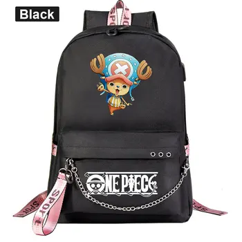 

Tony Tony Chopper Deer Doctor USB Backpack School Bags Black Pink Mochila Travel Bags Laptop Chain Backpack Headphone USB Port