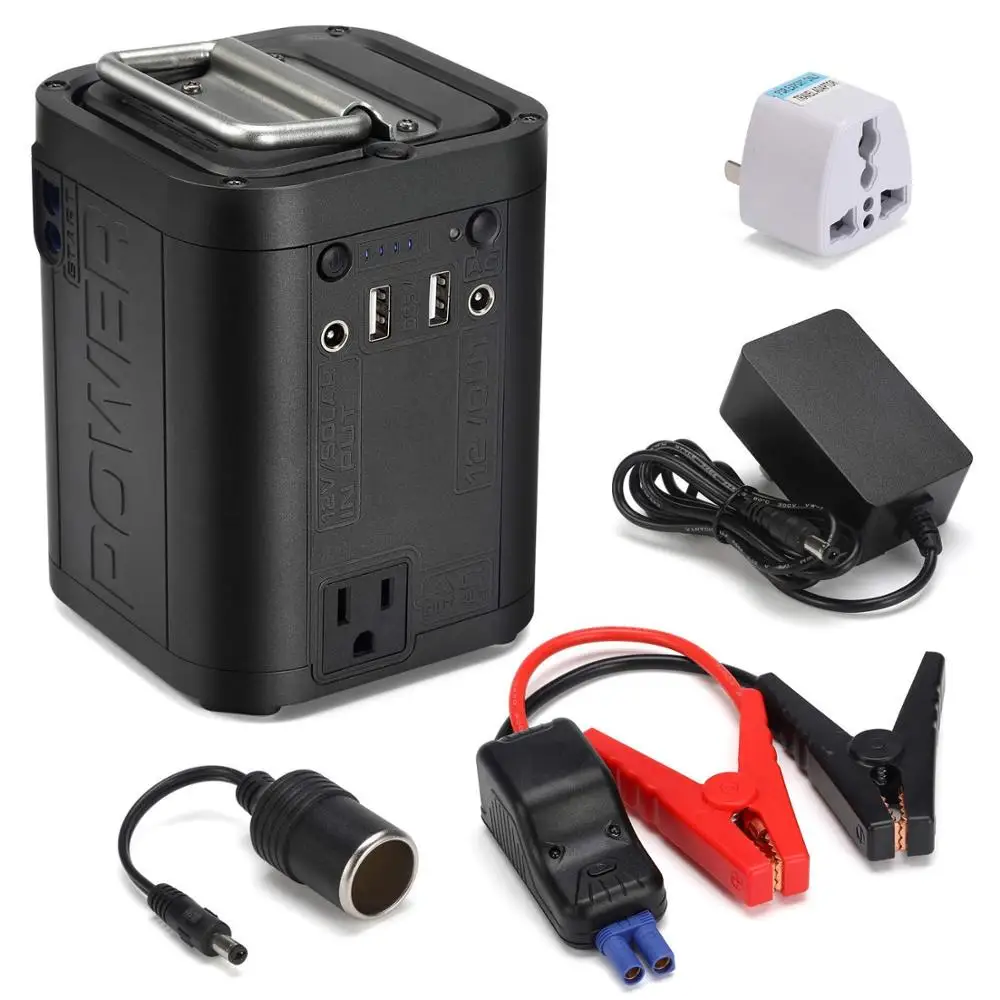 

12V Portable Solar Generator AC Power Bank 26800mAh Car Battery Charger Car Jump Starter AC 110V 220V With Flashlight