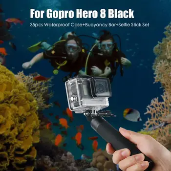 

Durable Stick Storage Bag Classic Delicate 35pcs Waterproof Housing Shell Folating Safety Buckle Set for Gopro Hero 8 Black