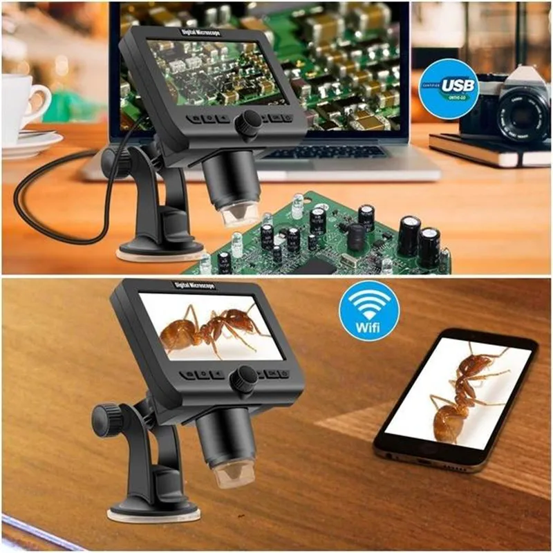 Dreamestone 4," lcd 1000x цифровой беспроводной микроскоп WiFi высокой четкости Портативный микроскоп с увеличением 8 светодиодный