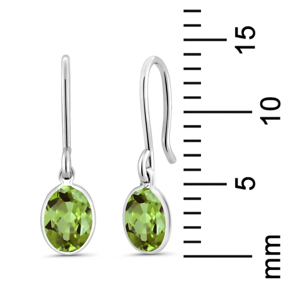 1,60 Ct овальные зеленые перидот 925 пробы серебряные серьги