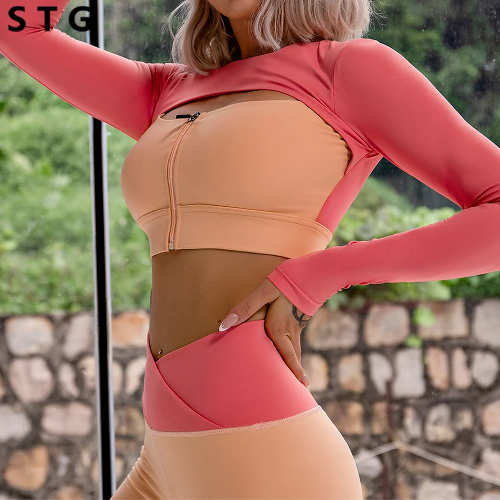 Sexy Long Sleeve Sports Tops Women Zip Fitness Yoga Shirt Gym Top Activewear Running Coats Gym Workout Clothes Woman| | AliExpress
