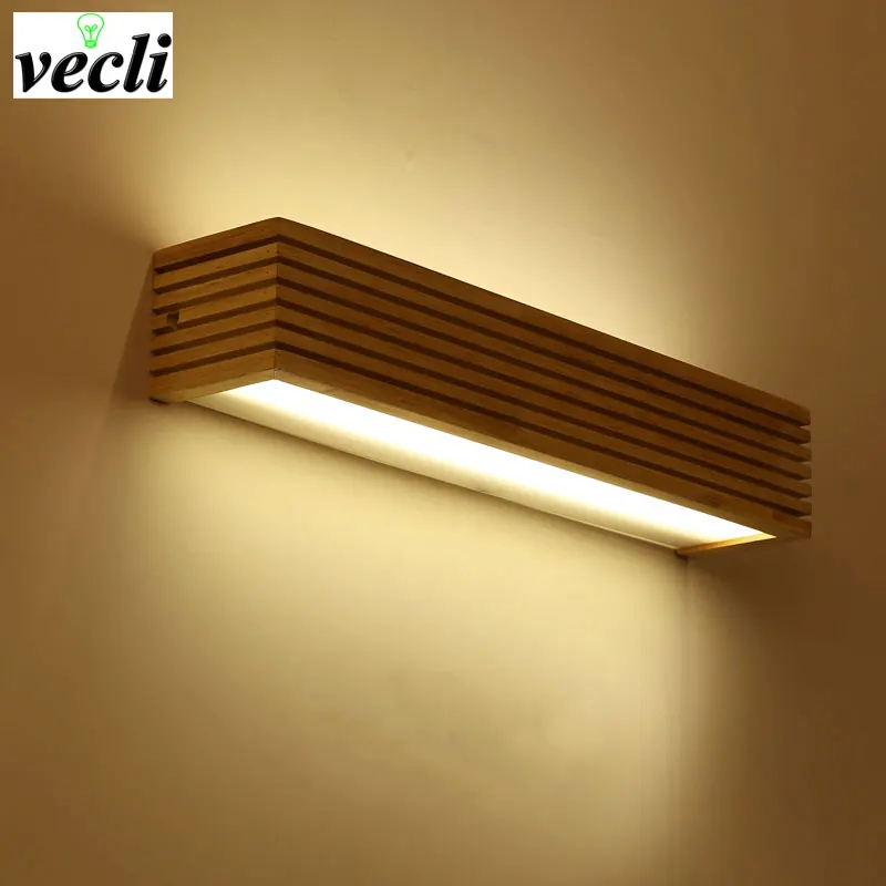 Modern Japanese Style Wall Lamps Led Wooden Lights Bedroom Bedside Lamp Bathroom Mirror Wall Sconce Home Light Fixtures