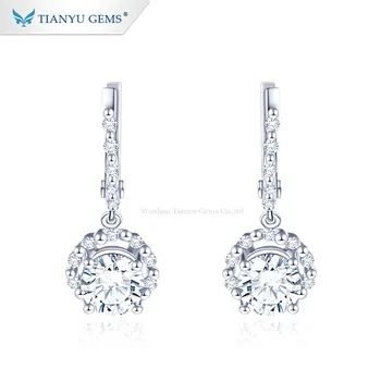 

Tianyu gemstone jewelry 10k soild gold flower design white round moissanite wedding earrings set for women