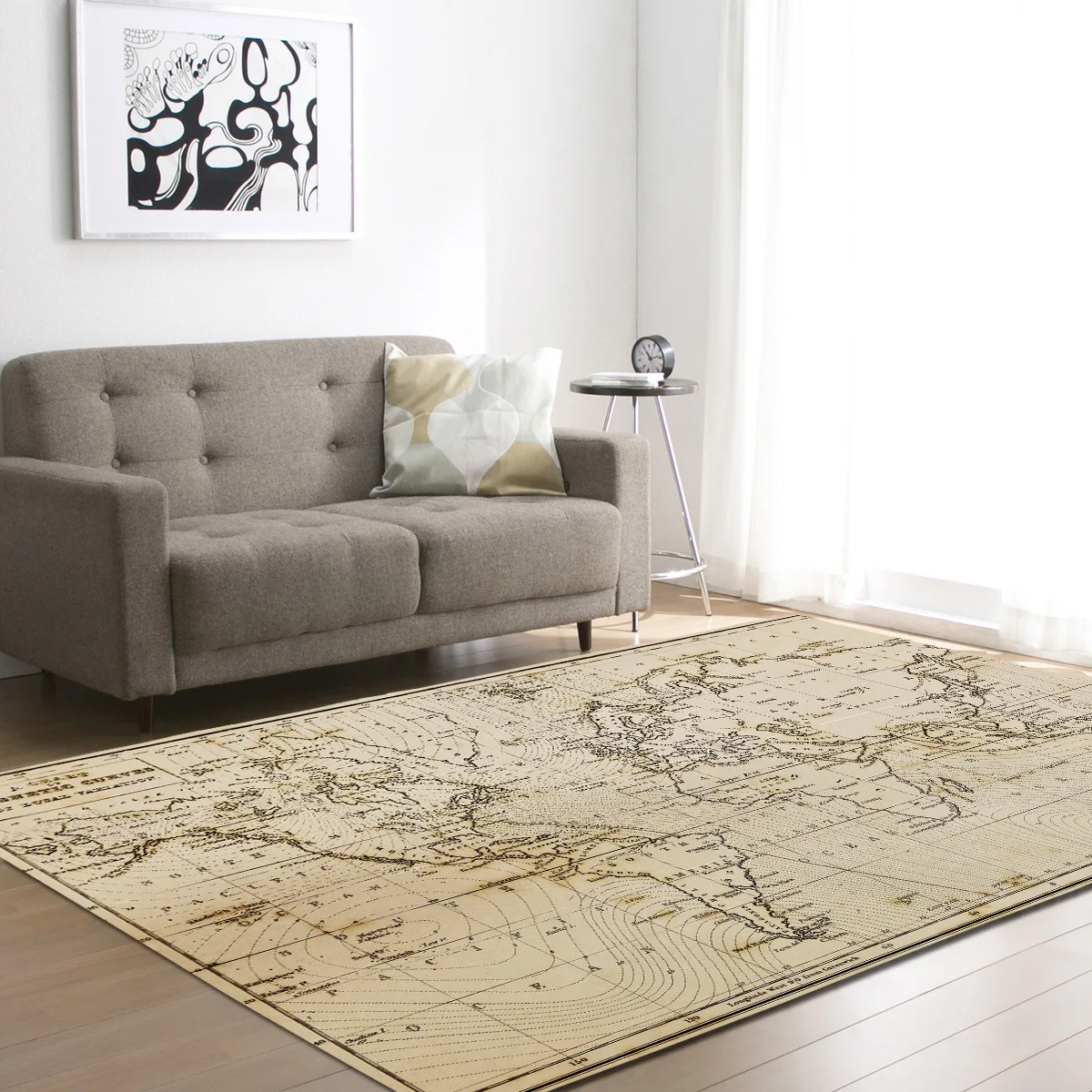 Винтажная карта мира Печатный ковер, геометрический марокканский этнический стиль, ковер для спальни, креативный европейский тип, 3D Печатный Коврик для прихожей