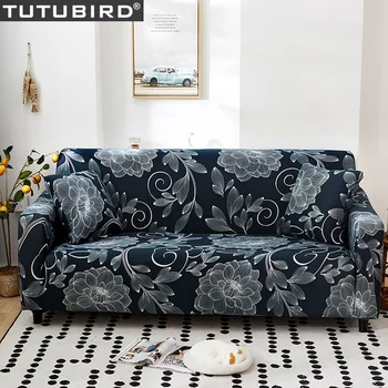 

Deep blue Flexible Spandex Sofa Cover Stretch Tight Couch Case classical vintage flower print throw pillow cover in living room