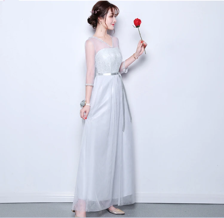 Серое платье подружки невесты для подружки невесты, а-силуэт, тюль, Vestido Largo Sirena, элегантное платье для женщин, для свадебной вечеринки, сексуальное платье для выпускного вечера