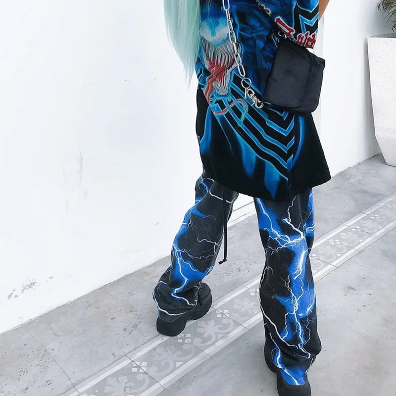 Waatfaak черные брюки-карго с принтом молнии, уличные женские брюки в стиле хип-хоп, синие тренировочные штаны с карманами, свободные винтажные штаны