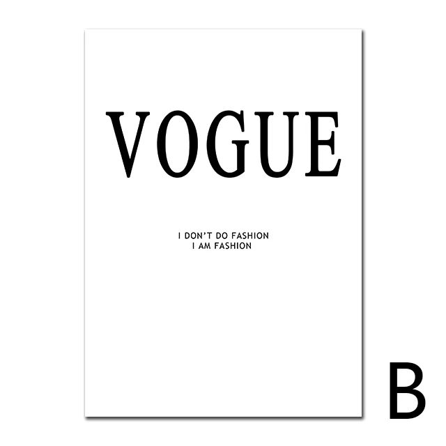 Модный холст постер Vogue скандинавские принты настенные художественные картины на холсте Vogue постер современное искусство, принт настенные картины для декора спальни - Цвет: B