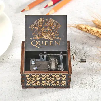 

Creative Wooden Hand Cranked Music Box Ornament Birthday Party Living Room Retro Wooden Hand Engraving Music Boxes