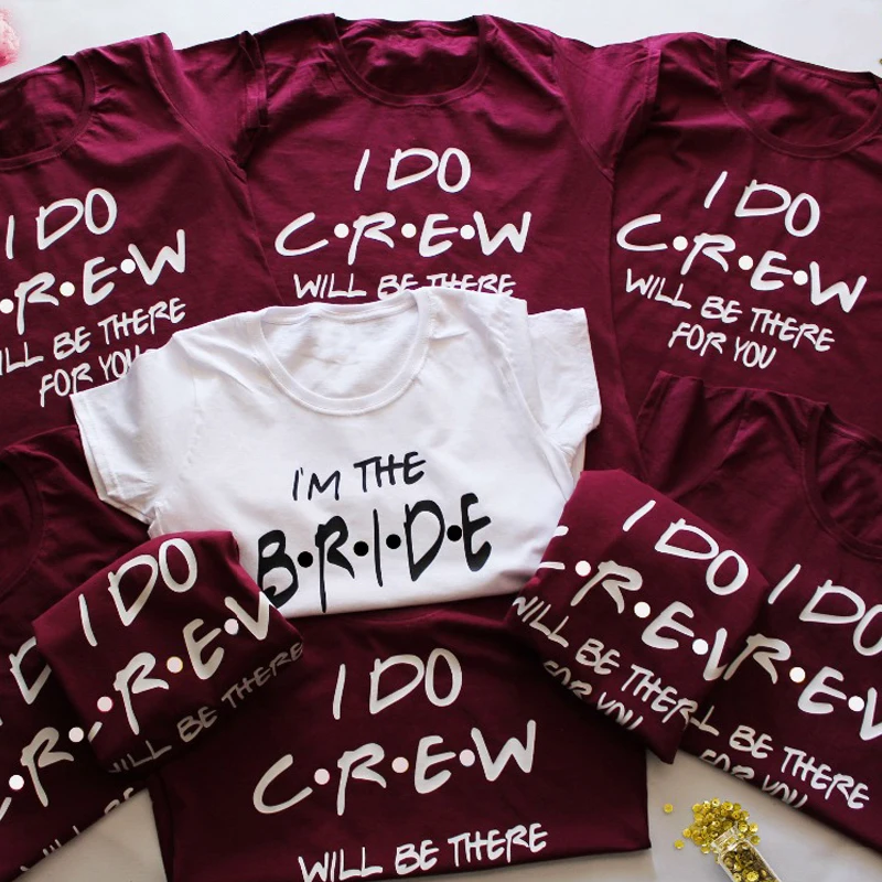 Рубашки с надписью Bride I Do Crew женская футболка подружки невесты девичника модная