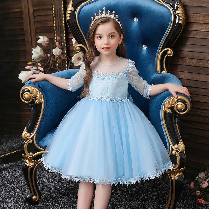 

Baby Girls Flower Dresses Christmas Clothes Children Clothing Princess Tutu Birthday Bow Dresses for Girls Elegant Prom Frocks