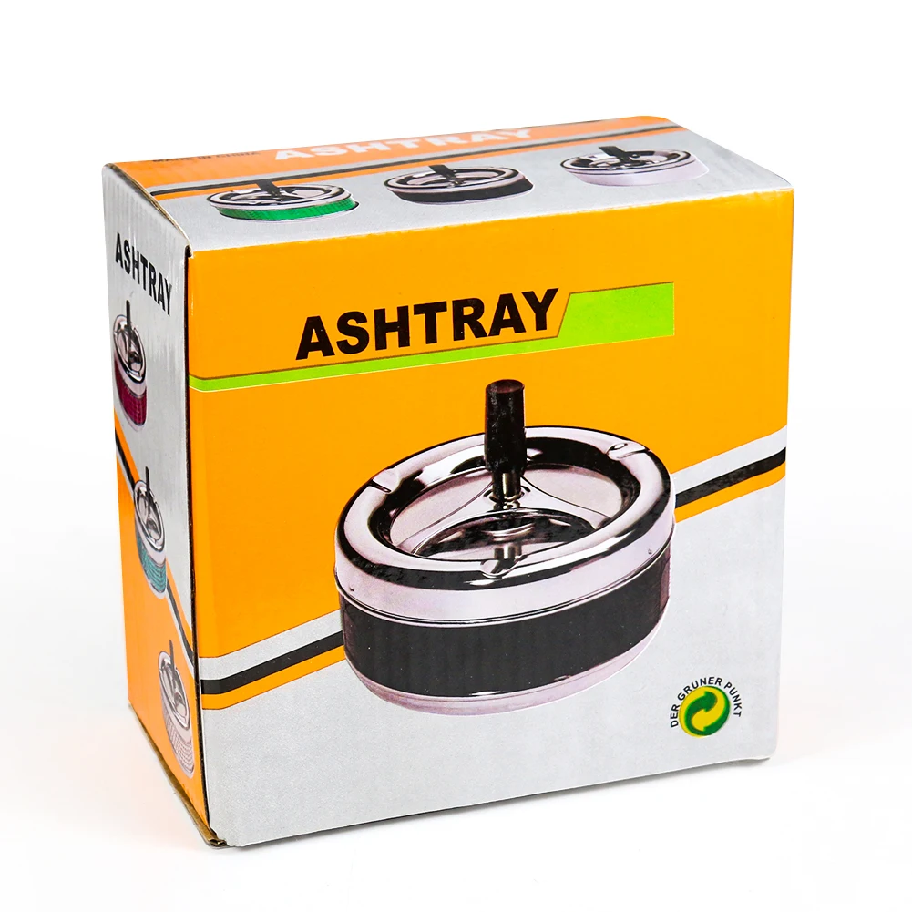 Metal Round Cigarette Ashtray Push Down Rotating Smoking Tray with Lid Automatic Cleaning Portable Outdoor Smoking Accessories portable ashtray metal ashtray