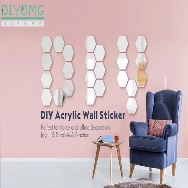 Removable Wall Sticker Decal Acrylic Mirror Setting for Home Living Room Bedroom Decor (Style B, 32 Pieces)