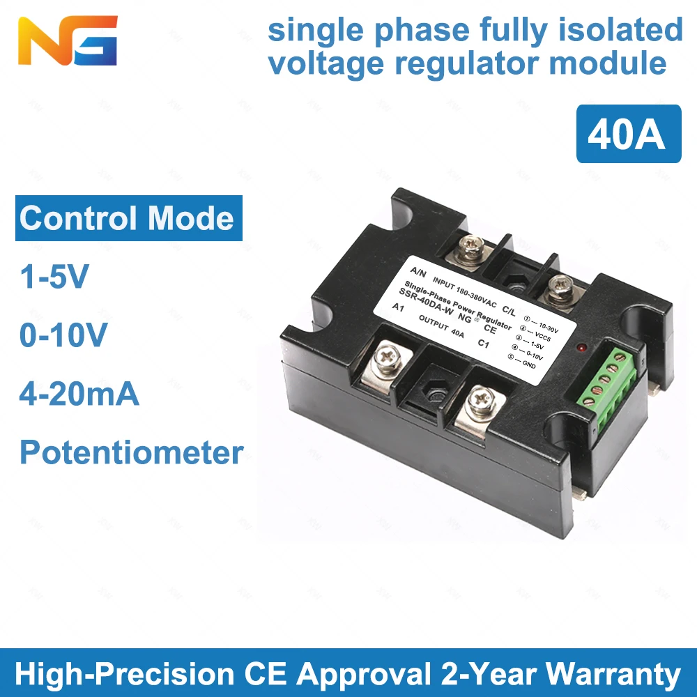 Potentiometer 4-20mA control Signal Single-phase 40A fully isolated phase shift SCR voltage regulator module Dimmer