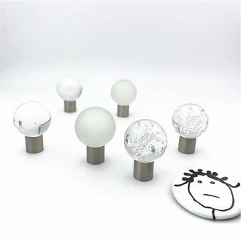 LCH New Zinc Alloy Base 30mm Bubble Ball Frosted Round Crystal Ball Crystal Kitchen Cabinet Knob Drawer Handle Door Pull